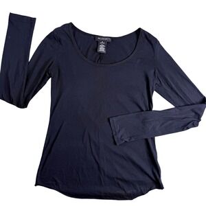MM Couture by Miss Me Black Scoop Neck Long Sleeve Top MMCT1624 Medium